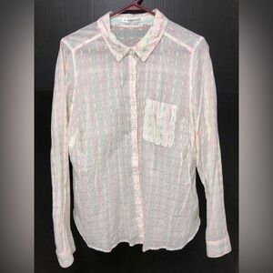 💫Maurice’s Sheer White Flecked Button Down Shirt